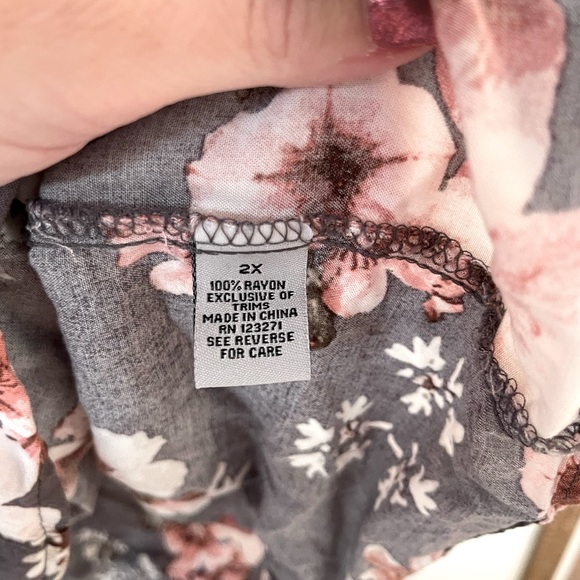 J For Justify 2XL Plus Summer Dress Elastic Gathered Waist Gray/Purple - Picture 4 of 5